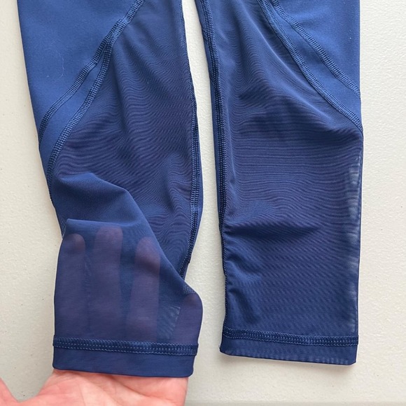 VSX Sport Knockout Leggings Womens Small Blue Mesh Panels Waistband Pocket - Picture 7 of 12